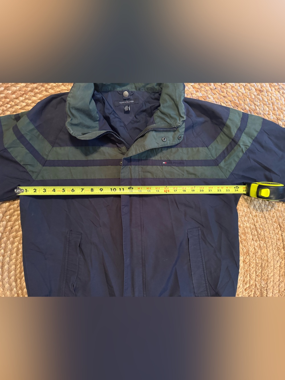 Vintage Tommy Hilfiger Hooded Windbreaker Jacket Mens Large Blue Green Y2K 90s - Picture 13 of 14